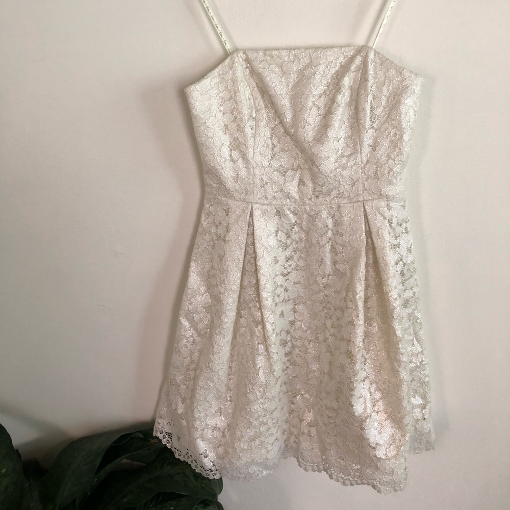 Strapless Metallic White Lilly Pulitzer Dress